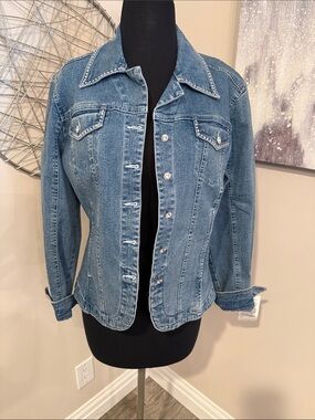 Christine Alexander Classic Blue Denim Jacket  with crystals - size large